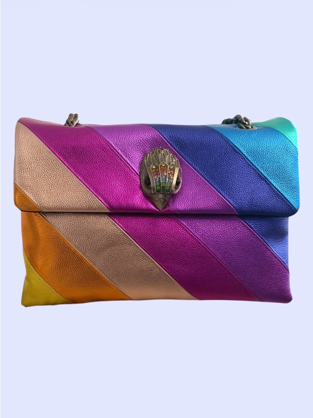 KURT GEIGER Multicolor Diagonal Stripe Leather Shoulder Bag-NEVER WORN